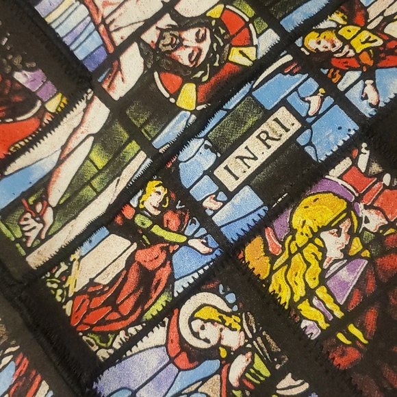 Levi's Striped Work Shirt - St. Jean Church, Mary, Jesus Print Patch Embroidered - Picture 16 of 17